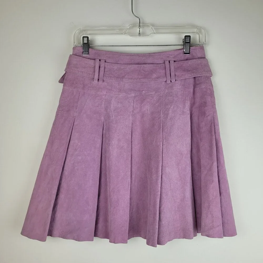 International Concepts mauve pink suede drop waist pleated skirt Y2k Preppy Sz 2